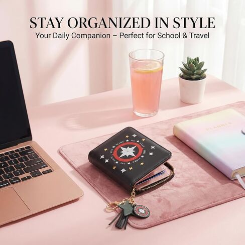 Wallet and Keychain Set, PU Leather Wallet with Matching Keychain, Stylish Korea Gifts and Everyday Merchandise in Saudi Arabia