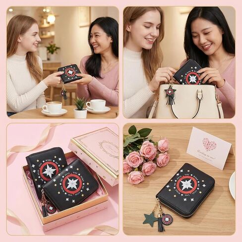 Wallet and Keychain Set, PU Leather Wallet with Matching Keychain, Stylish Korea Gifts and Everyday Merchandise in Saudi Arabia