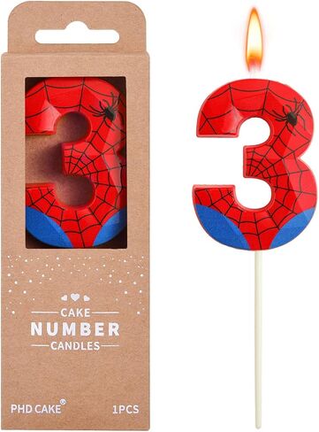 PHD CAKE 2.76 Inch Number Spider 3 Crystal Web Birthday Candles, Spider Number Candles, Cake Number Candles, Party Celebration in Kuwait