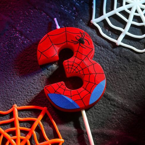 PHD CAKE 2.76 Inch Number Spider 3 Crystal Web Birthday Candles, Spider Number Candles, Cake Number Candles, Party Celebration in Kuwait