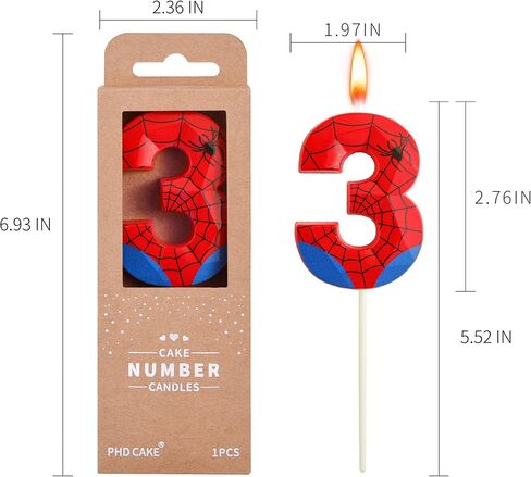 PHD CAKE 2.76 Inch Number Spider 3 Crystal Web Birthday Candles, Spider Number Candles, Cake Number Candles, Party Celebration in Kuwait