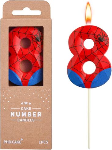 PHD CAKE 2.76 Inch Number Spider 3 Crystal Web Birthday Candles, Spider Number Candles, Cake Number Candles, Party Celebration in Kuwait