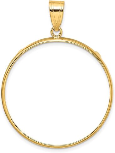 Coin Jewelry 14k Polished 32.7mm Prong Coin Bezel Pendant, Yellow in Kuwait