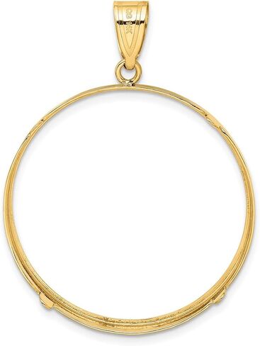 Coin Jewelry 14k Polished 32.7mm Prong Coin Bezel Pendant, Yellow in Kuwait