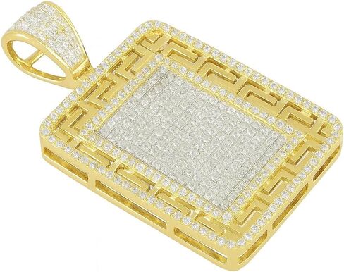 Lab Created Moissanite Men's Micro-Pave Charm Pendant 14K Yellow Gold Plated 925 Sterling Silver in Saudi Arabia