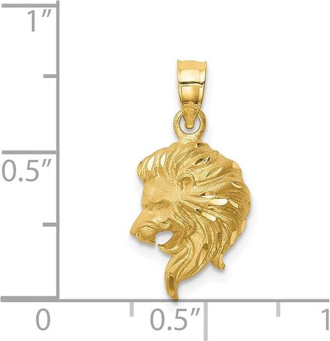 14k Yellow Gold Brushed & Diamond-cut Lion Head Pendant in Saudi Arabia