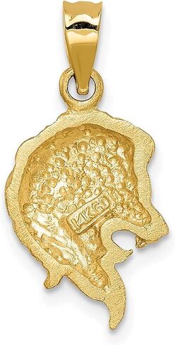 14k Yellow Gold Brushed & Diamond-cut Lion Head Pendant in Saudi Arabia