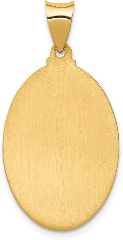 14k Yellow Gold Catholic Patron Saint Anthony Medal Brushed Matte Finish Pendant Charm - 26mm x 15mm in Kuwait