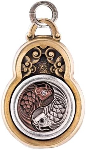 COPPERTIST.WU Taiji Fish Pendant for Necklace,Bagua Gourd Amulet Taiji Eight Diagrams Yin Yang Pendant Necklace for Men Women in Kuwait