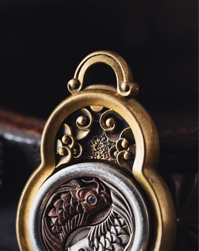 COPPERTIST.WU Taiji Fish Pendant for Necklace,Bagua Gourd Amulet Taiji Eight Diagrams Yin Yang Pendant Necklace for Men Women in Kuwait