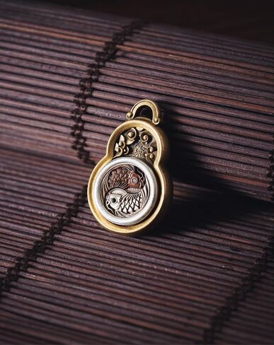 COPPERTIST.WU Taiji Fish Pendant for Necklace,Bagua Gourd Amulet Taiji Eight Diagrams Yin Yang Pendant Necklace for Men Women in Kuwait