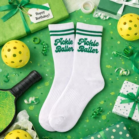 Pickleball Socks for Women – Funny Pickle ball Gifts for Women, Cute Athletic Crew Socks, Pickleball Outfit Accessories, Gift for Pickleball Lover, One Size Fits 6–10 in Saudi Arabia