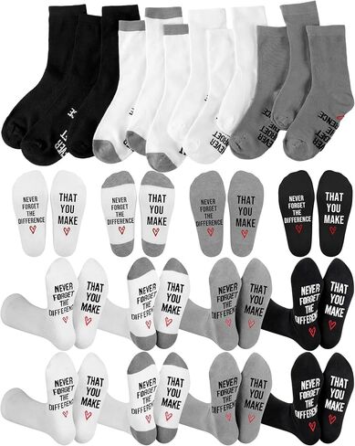 Cuffbow 12 Pairs Employee Appreciation Socks Bulk CNA Week Thank You Gift for Coworker Nurse Teacher Staff Funny Novelty Crew Sock with Never Forget the Difference You Make Saying Team Graduation Gift in Saudi Arabia