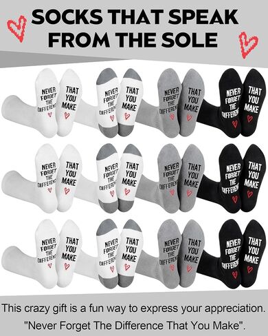 Cuffbow 12 Pairs Employee Appreciation Socks Bulk CNA Week Thank You Gift for Coworker Nurse Teacher Staff Funny Novelty Crew Sock with Never Forget the Difference You Make Saying Team Graduation Gift in Saudi Arabia