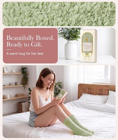 American Trends Fuzzy Socks for Women in Gift Box, Ultra-Soft Cloud Sleep Socks with Thinking of You Wrap, Gifts for Women in Saudi Arabia