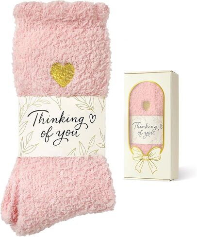 American Trends Fuzzy Socks for Women in Gift Box, Ultra-Soft Cloud Sleep Socks with Thinking of You Wrap, Gifts for Women in Saudi Arabia