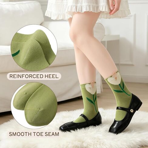 5 Pairs Cute Cotton Socks for Women and Girls Novelty floral Ankle Socks Casual flower Crew Sock for Sports and Daily Wear in Kuwait