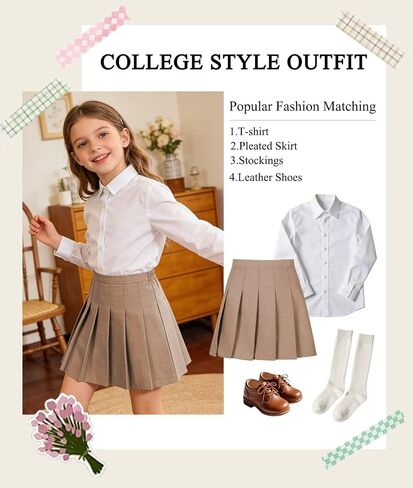 Girls Mini Pleated Skirt Uniform Skirts for Girl High Waisted Skorts with Shorts Casual Sports Plaid Skort in Saudi Arabia