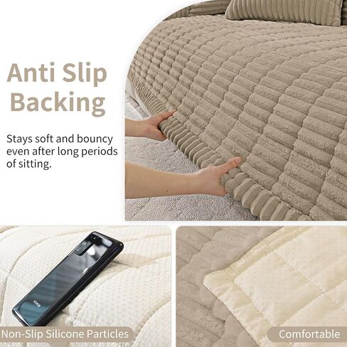 Fuzzy Pet Couch Covers for Dogs Washable, Thick Couch Covers for 3 Cushion Sofa Pet Friendly, Non Slip Plush Dog Couch Cover for for Sectional, Loveseat (Brown, 27.6" x 71") in Saudi Arabia