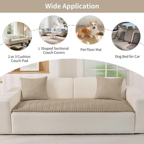 Fuzzy Pet Couch Covers for Dogs Washable, Thick Couch Covers for 3 Cushion Sofa Pet Friendly, Non Slip Plush Dog Couch Cover for for Sectional, Loveseat (Brown, 27.6" x 71") in Saudi Arabia