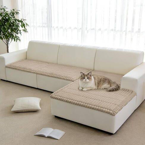 Fuzzy Pet Couch Covers for Dogs Washable, Thick Couch Covers for 3 Cushion Sofa Pet Friendly, Non Slip Plush Dog Couch Cover for for Sectional, Loveseat (Brown, 27.6" x 71") in Saudi Arabia