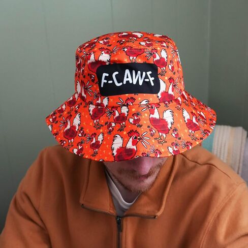 F Cawf Bucket Hat Funny Rooster Hat for Men and Women 22.8 to 23.6 Inches Adjustable Farm Humor Sun Hat in Saudi Arabia