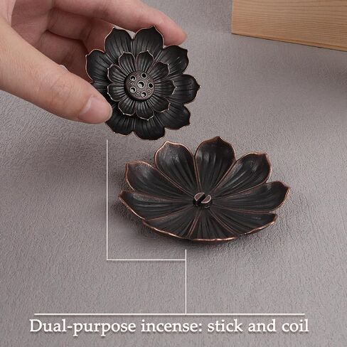 Incense Burner, Incense Holder for Sticks, Brass Lotus Incense Base with Removable Ash Catcher for Home Decor, Meditation, Yoga and Divination in Kuwait