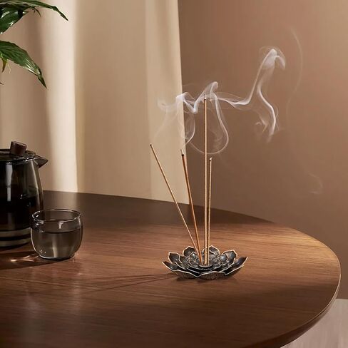 Incense Burner, Incense Holder for Sticks, Brass Lotus Incense Base with Removable Ash Catcher for Home Decor, Meditation, Yoga and Divination in Kuwait
