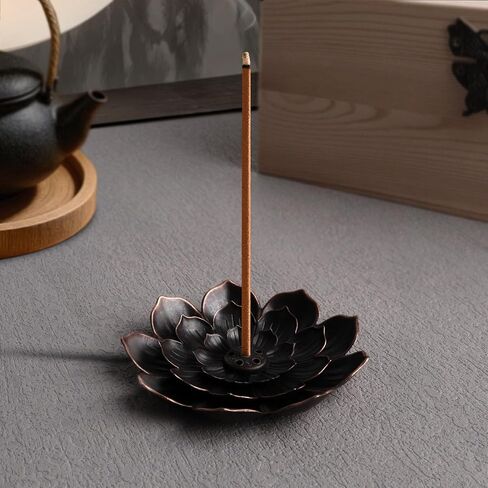 Incense Burner, Incense Holder for Sticks, Brass Lotus Incense Base with Removable Ash Catcher for Home Decor, Meditation, Yoga and Divination in Kuwait