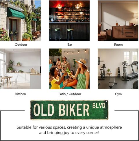 Old Biker Blvd Metal Sign 4x15 inch | Rust-Free Aluminum Motorcycle Man Cave Decor | Weatherproof Indoor/Outdoor Wall Art for Garage, home bar sign, pub wall decor, Workshop & Biker Gifts in Kuwait