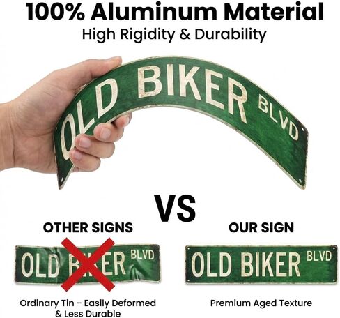 Old Biker Blvd Metal Sign 4x15 inch | Rust-Free Aluminum Motorcycle Man Cave Decor | Weatherproof Indoor/Outdoor Wall Art for Garage, home bar sign, pub wall decor, Workshop & Biker Gifts in Kuwait