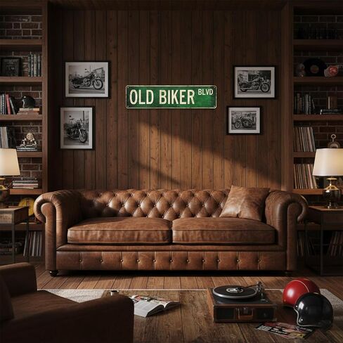 Old Biker Blvd Metal Sign 4x15 inch | Rust-Free Aluminum Motorcycle Man Cave Decor | Weatherproof Indoor/Outdoor Wall Art for Garage, home bar sign, pub wall decor, Workshop & Biker Gifts in Kuwait