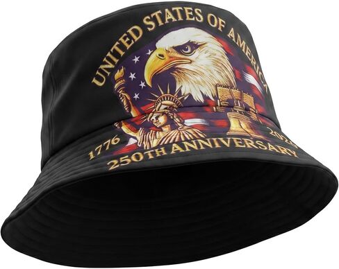 250 Anniversary USA Hat, American Patriotic Bucket Hat for 4th of July,Wide Brim Sun Hat with Eagle Pattern in Saudi Arabia