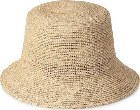 Women Raffia Straw Bucket Hat Summer Woven Beach Sun Hat Handmade Natural Raffia Foldable Cap in Kuwait