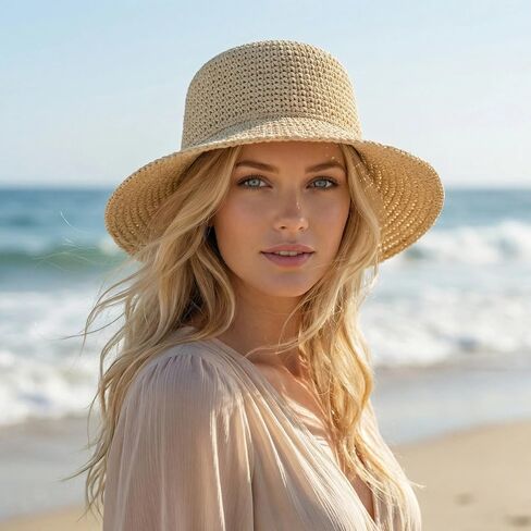 Moriah Ladies’ Crochet Bucket Hat – 100% Paper, Sun Protection, Packable & Adjustable | Beach Casual Daily in Saudi Arabia