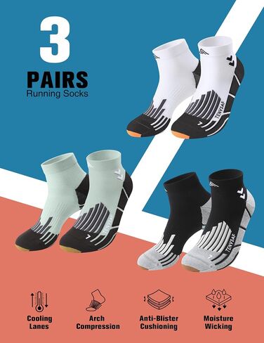Mens Compression Socks for Running: Anti-Blister Ankle Socks 3 Pairs Athletic Socks for Runners Outdoor Hiking 2026 in Saudi Arabia