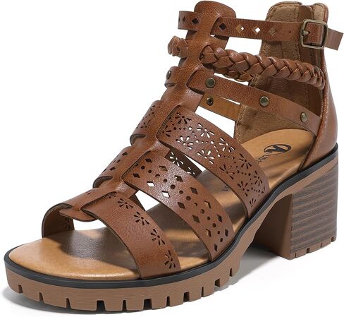 MIXIN Girls High Heels Sandals Platform Gladiator Summer Shoes with Zipper for Little Kids & Big Kids in Kuwait