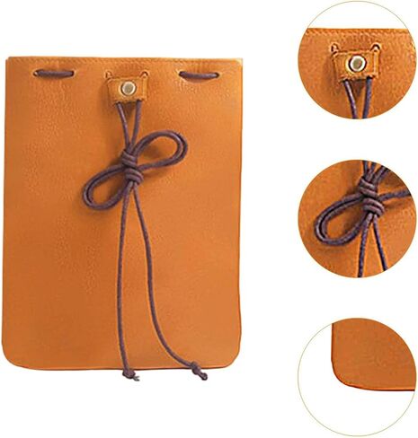 Coin Purse Drawstring Pouch 18x14 cm (7.1x5.5 in) PU Leather Mini Earphone Holder for Keys & Small Items in Saudi Arabia