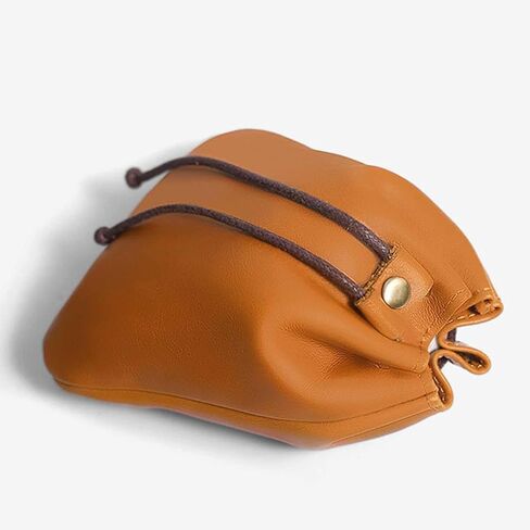 Coin Purse Drawstring Pouch 18x14 cm (7.1x5.5 in) PU Leather Mini Earphone Holder for Keys & Small Items in Saudi Arabia