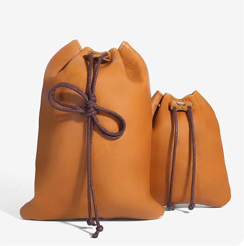 Coin Purse Drawstring Pouch 18x14 cm (7.1x5.5 in) PU Leather Mini Earphone Holder for Keys & Small Items in Saudi Arabia