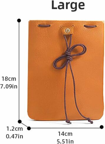 Coin Purse Drawstring Pouch 18x14 cm (7.1x5.5 in) PU Leather Mini Earphone Holder for Keys & Small Items in Saudi Arabia