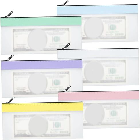 6Pcs Money Bag, 8.7x4.1 Inch PVC Money Pouches for Cash with Zipper, Clear Envelope Pouch for Collectors Pouches for Cash with Zipper in Saudi Arabia