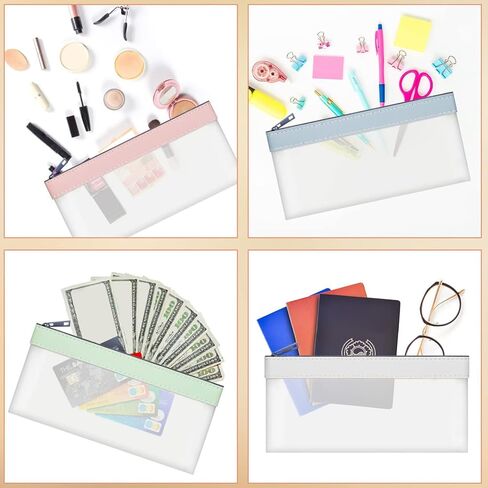 6Pcs Money Bag, 8.7x4.1 Inch PVC Money Pouches for Cash with Zipper, Clear Envelope Pouch for Collectors Pouches for Cash with Zipper in Saudi Arabia