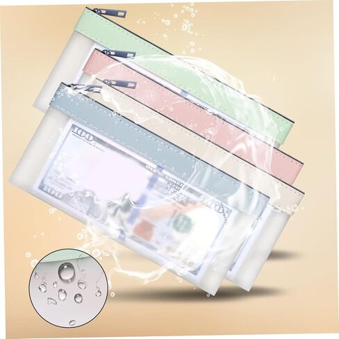6Pcs Money Bag, 8.7x4.1 Inch PVC Money Pouches for Cash with Zipper, Clear Envelope Pouch for Collectors Pouches for Cash with Zipper in Saudi Arabia