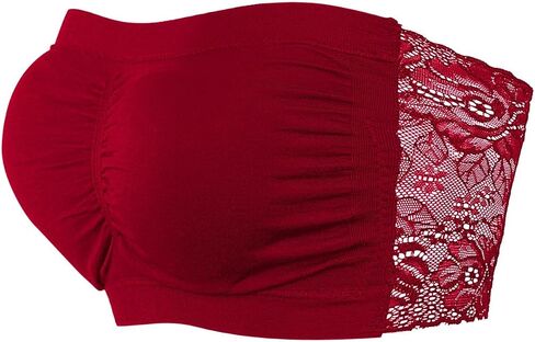 Women's Strapless Padded Bandeau Floral Lace Back Tube Bra Tops in Saudi Arabia