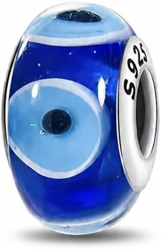 Blue Evil Eye Charm for Pandora and European Style Bracelets, 925 Sterling Silver, Murano Glass Bead in Saudi Arabia