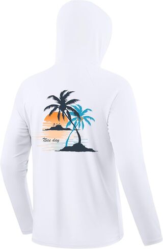 Pudolla Men's Sun Protection Hoodie Shirts UPF 50+ Long Sleeve Fishing Swim Shirt Lightweight Quick Dry Rash Guard in Kuwait