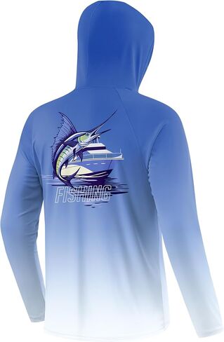 Pudolla Men's Sun Protection Hoodie Shirts UPF 50+ Long Sleeve Fishing Swim Shirt Lightweight Quick Dry Rash Guard in Kuwait