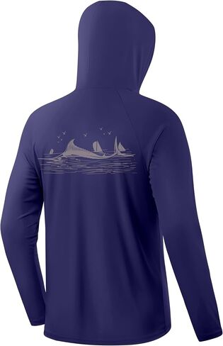 Pudolla Men's Sun Protection Hoodie Shirts UPF 50+ Long Sleeve Fishing Swim Shirt Lightweight Quick Dry Rash Guard in Kuwait