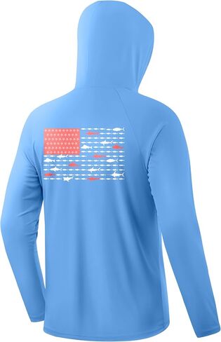 Pudolla Men's Sun Protection Hoodie Shirts UPF 50+ Long Sleeve Fishing Swim Shirt Lightweight Quick Dry Rash Guard in Kuwait